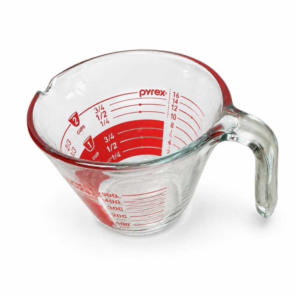 Vintage 1980s Pyrex 2 Cup Measuring Cup Red Reverse Read Made in USA